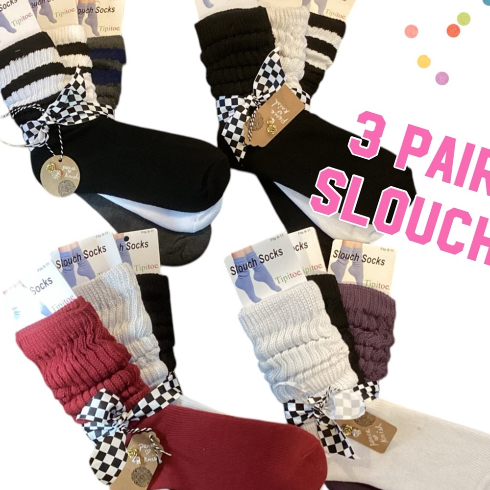 NEW COLOR PACKS! 🍂3 Pair Thick/Chunky Slouch Socks Ladies
